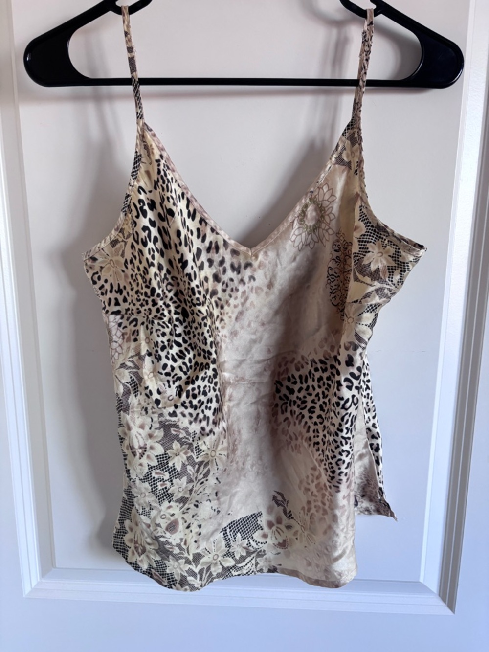 Worthington Beige/Yellow Animal Print 100% Silk Tank